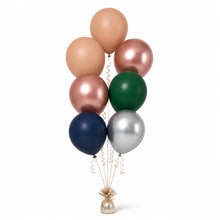 Nude, Rose Gold, Forest Green, Navy & Silver Balloon Bunch - photorealistic coordinated seven-balloon bunch