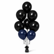 Black & Navy Balloon Bunch - photorealistic coordinated seven-balloon bunch
