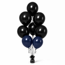 Black & Navy Balloon Bunch - photorealistic coordinated seven-balloon bunch