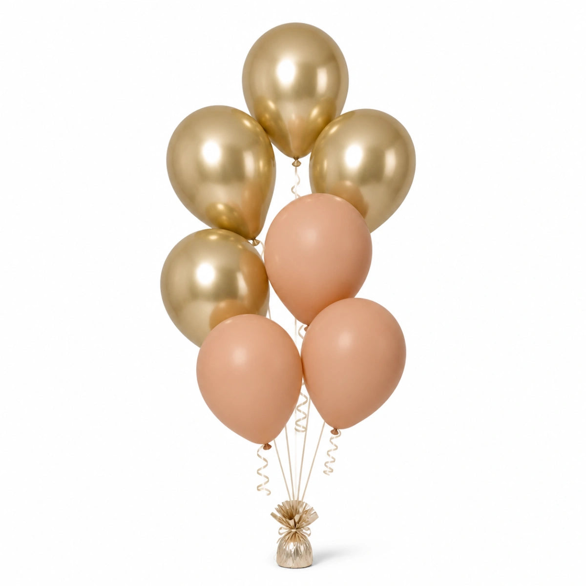 Champagne & Nude Balloon Bunch - photorealistic coordinated seven-balloon bunch
