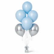 Pastel Blue & Silver Balloon Bunch - photorealistic coordinated seven-balloon bunch