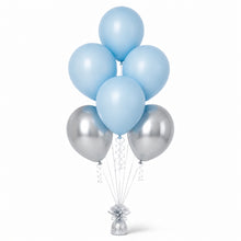 Pastel Blue & Silver Balloon Bunch - photorealistic coordinated seven-balloon bunch