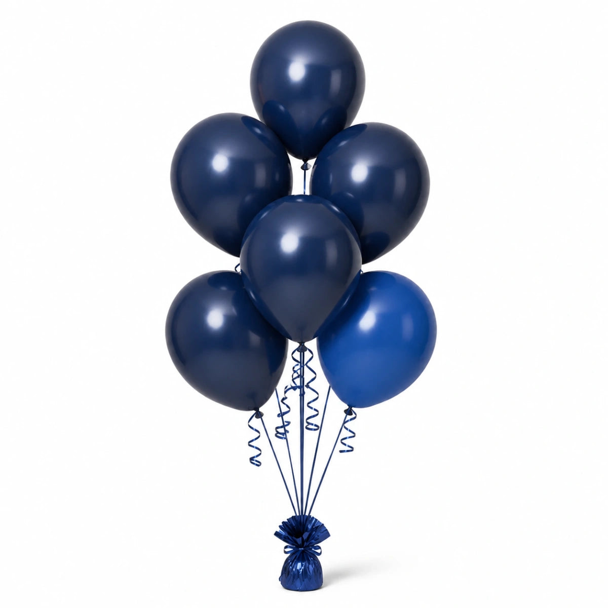 Navy & Royal Blue Balloon Bunch - photorealistic coordinated seven-balloon bunch