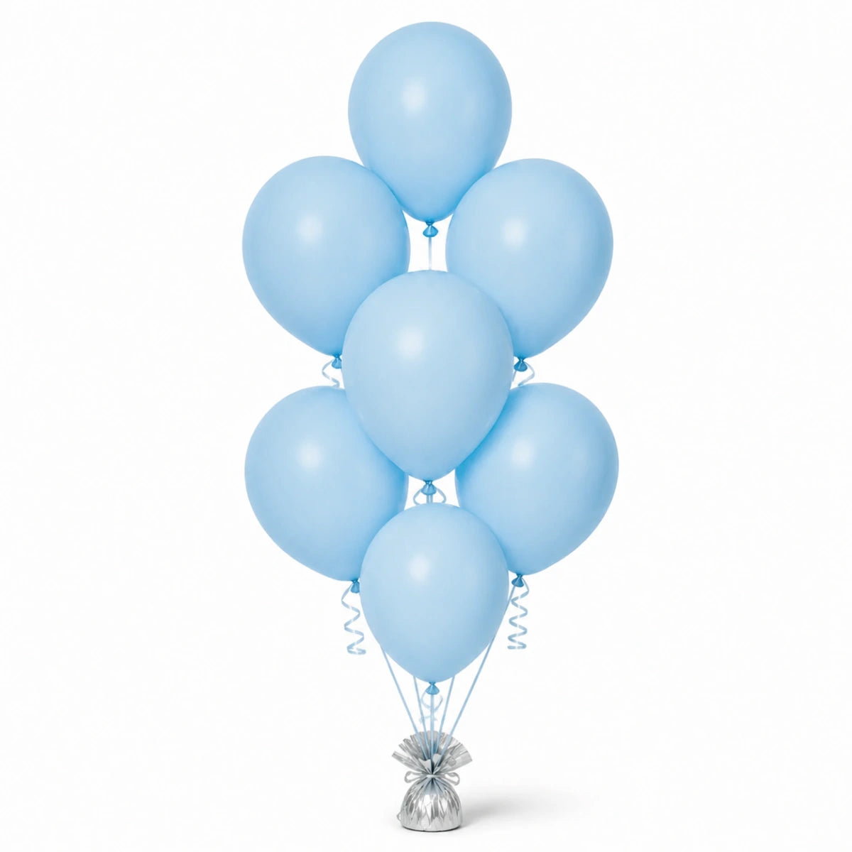 Pastel Blue Balloon Bunch - photorealistic coordinated seven-balloon bunch
