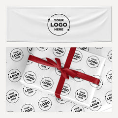 Business Logo Custom matching wrapping paper and banner set