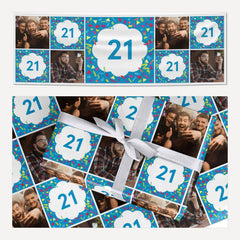 Custom Birthday matching wrapping paper and banner set
