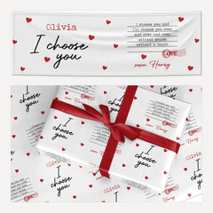 Custom Love Letter matching wrapping paper and banner set