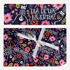 Floral Skeleton matching wrapping paper and banner set