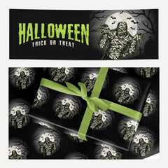 Halloween Mummy matching wrapping paper and banner set