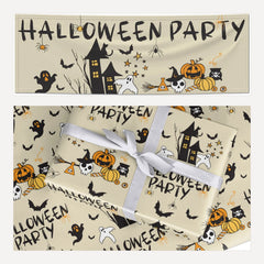 Halloween Party matching wrapping paper and banner set