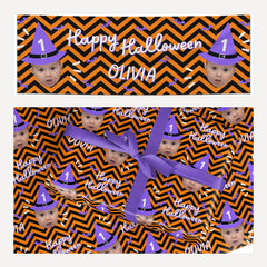 Halloween Personalised Face matching wrapping paper and banner set