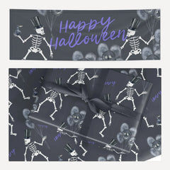 Halloween Skeleton matching wrapping paper and banner set
