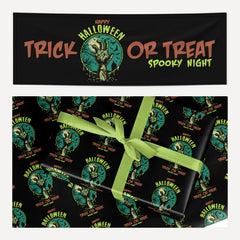 Halloween Zombie Hand matching wrapping paper and banner set