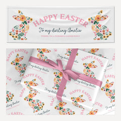 Happy Easter matching wrapping paper and banner set