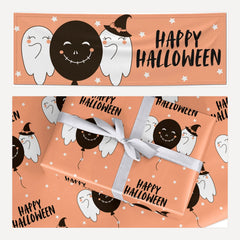 Happy Halloween Ghostly matching wrapping paper and banner set