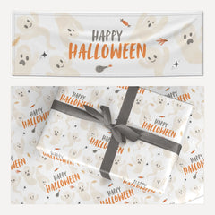 Happy Halloween Ghosts matching wrapping paper and banner set