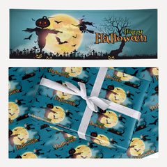 Happy Halloween Graveyard matching wrapping paper and banner set