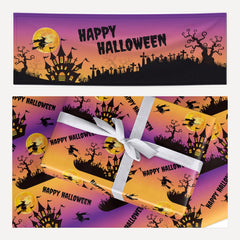 Happy Halloween Witch matching wrapping paper and banner set
