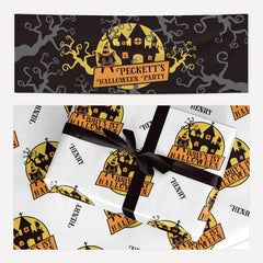 Haunted House Silhouette Custom matching wrapping paper and banner set