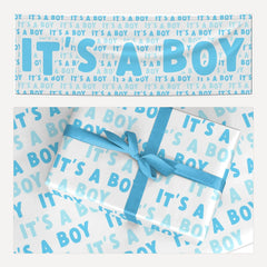 Its a Boy Baby Shower matching wrapping paper and banner set