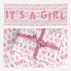 Its a Girl Baby Shower matching wrapping paper and banner set