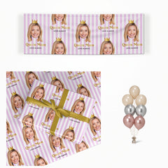 Mothers Day Photo Face matching wrapped gifts, banner and balloon bunch