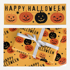 Orange Happy Halloween matching wrapping paper and banner set