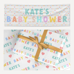 Personalised Baby Shower matching wrapping paper and banner set