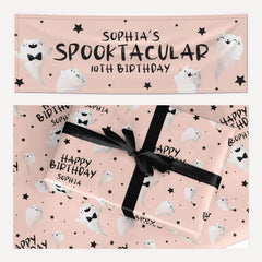 Personalised Ghosts Halloween Birthday matching wrapping paper and banner set