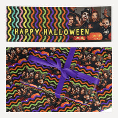 Personalised Halloween Colours Photo matching wrapping paper and banner set