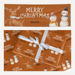 Personalised Merry Christmas matching wrapping paper and banner set
