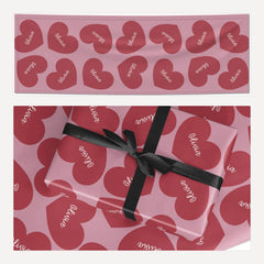 Personalised Valentine Heart matching wrapping paper and banner set