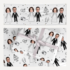 Personalised Wedding Couple Photo matching wrapping paper and banner set