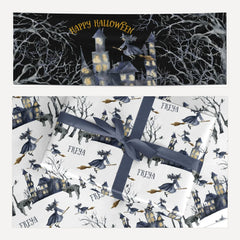 Treetop Halloween Witch matching wrapping paper and banner set