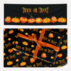 Trick or Treat Pumpkin matching wrapping paper and banner set