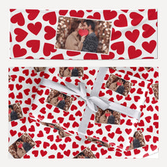 Valentines Day Heart Photo Personalised matching wrapping paper and banner set