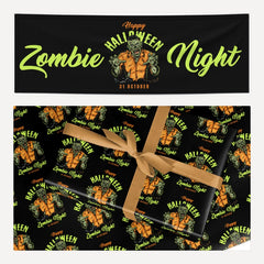Zombie matching wrapping paper and banner set