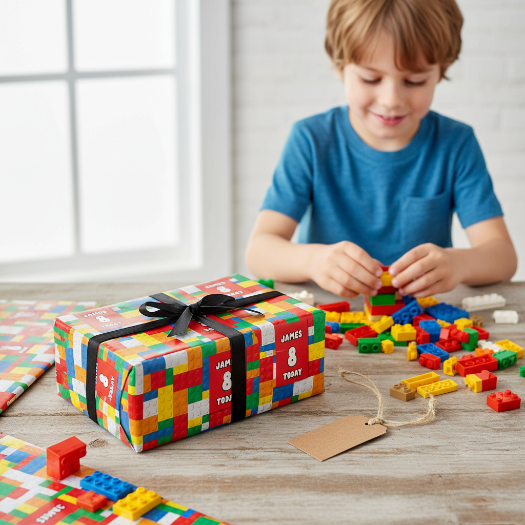Personalised Building Blocks Wrapping Paper