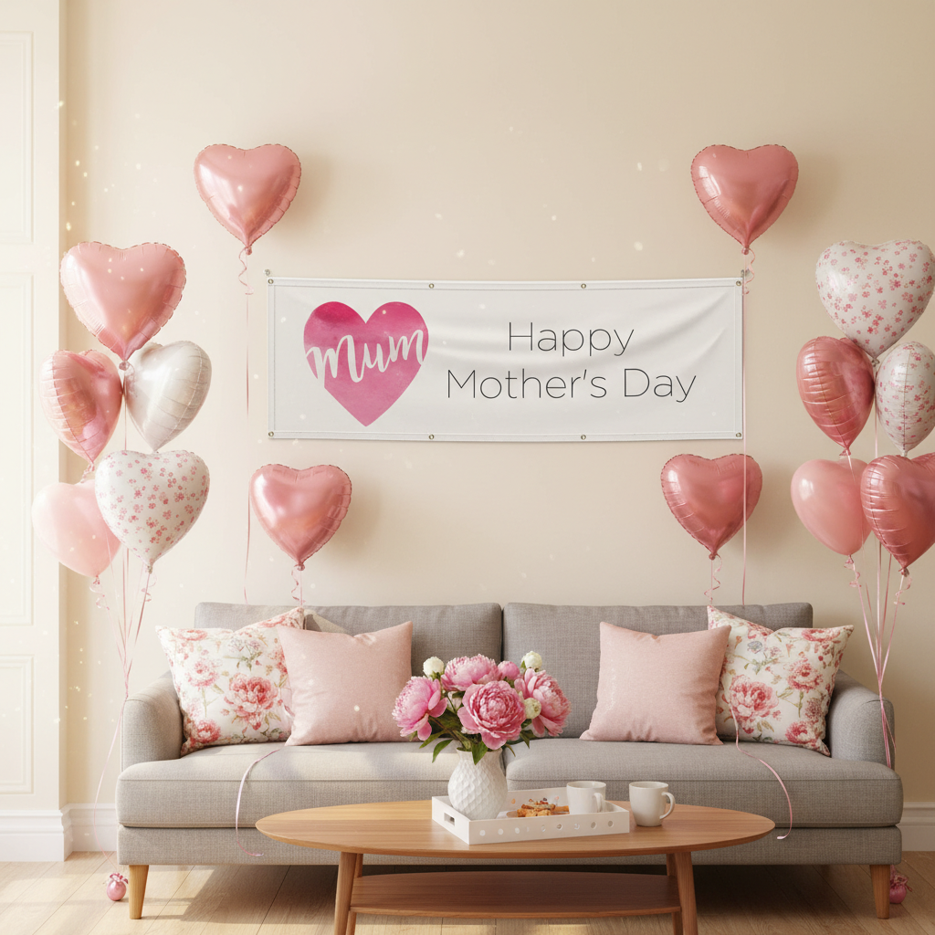 Mothers Day Watercolour Heart Banner