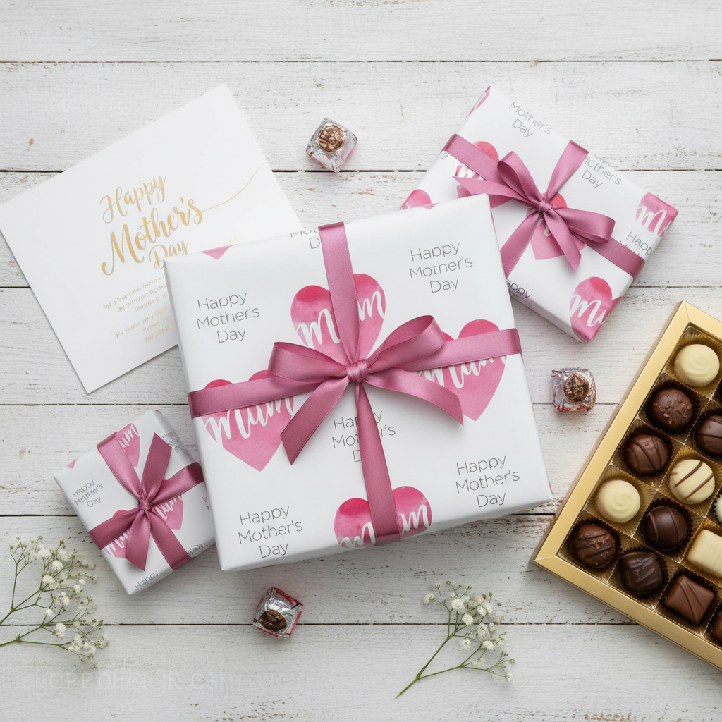 Mothers Day Watercolour Heart Wrapping Paper