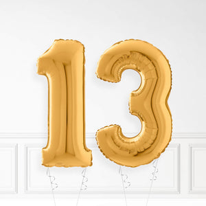 Inflated Gold Foil Number Balloon