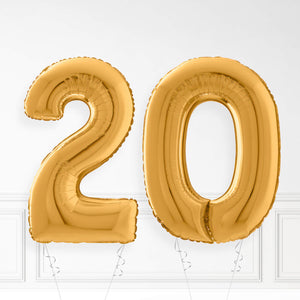 Inflated Gold Foil Number Balloon