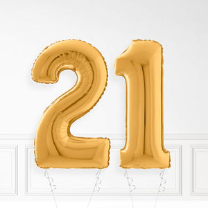 Inflated Gold Foil Number Balloon
