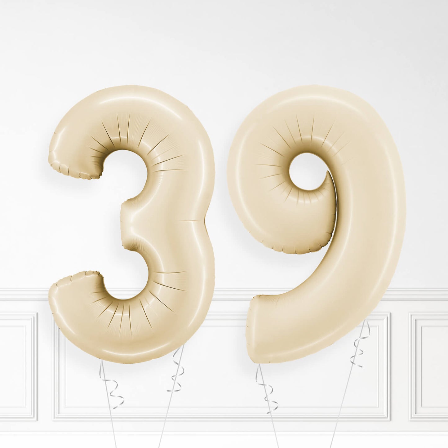 Inflated Cream Foil Number Balloon
