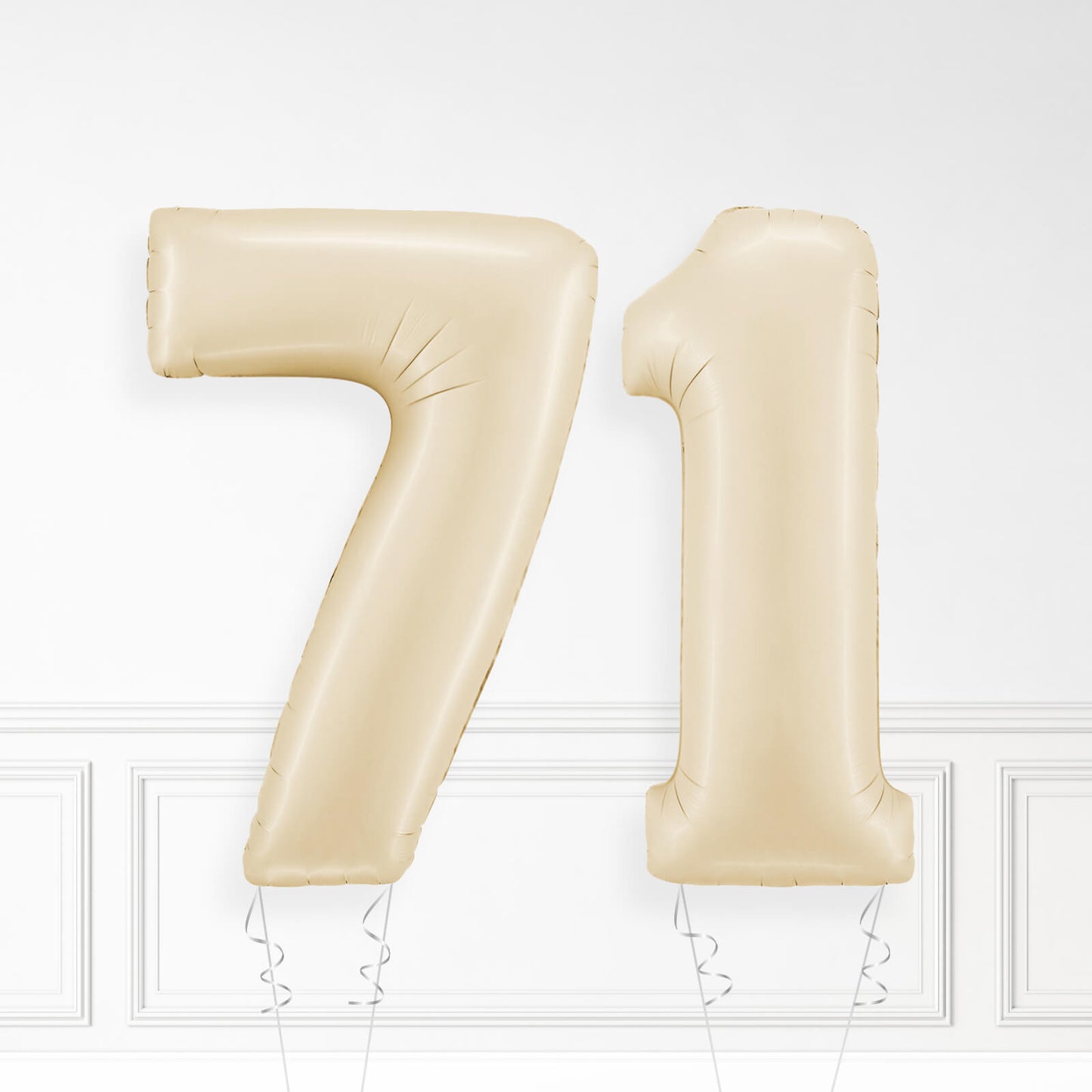 Inflated Cream Foil Number Balloon