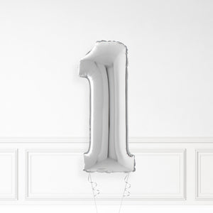 Inflated Silver Foil Number Balloon