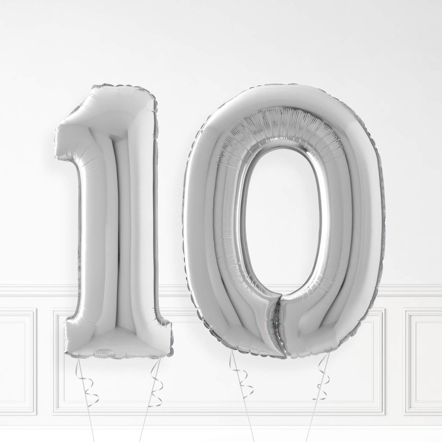 Inflated Silver Foil Number Balloon