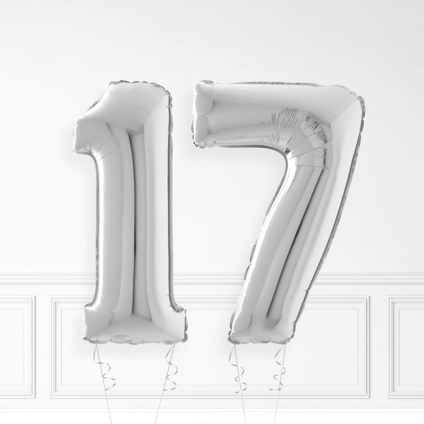 Inflated Silver Foil Number Balloon