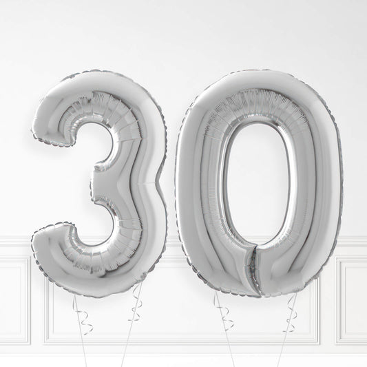 Inflated Silver Foil Number Balloon