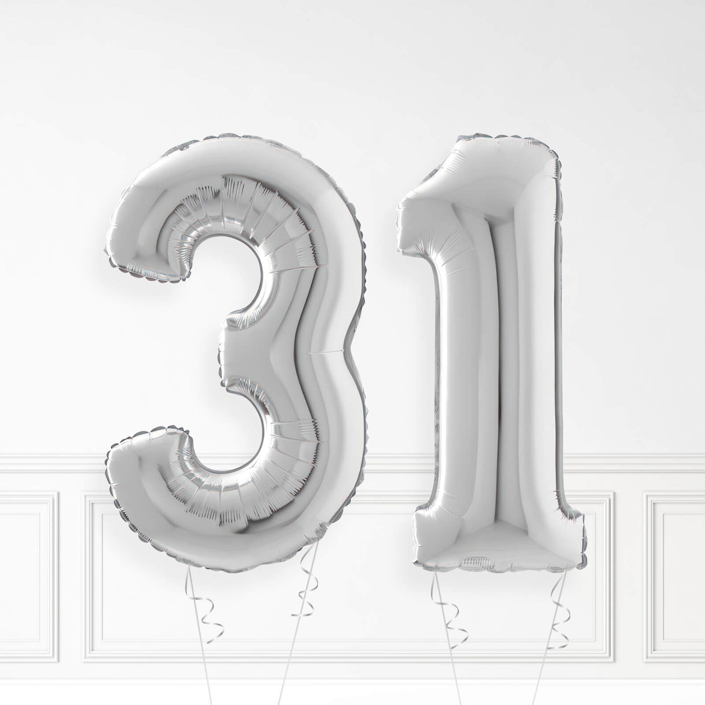 Inflated Silver Foil Number Balloon